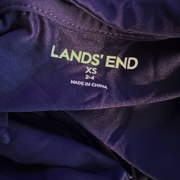 Lands End Swim Tunic Embroidered Ruched Sides Navy Rash Guard UPF 50 Women XS - Picture 4 of 7